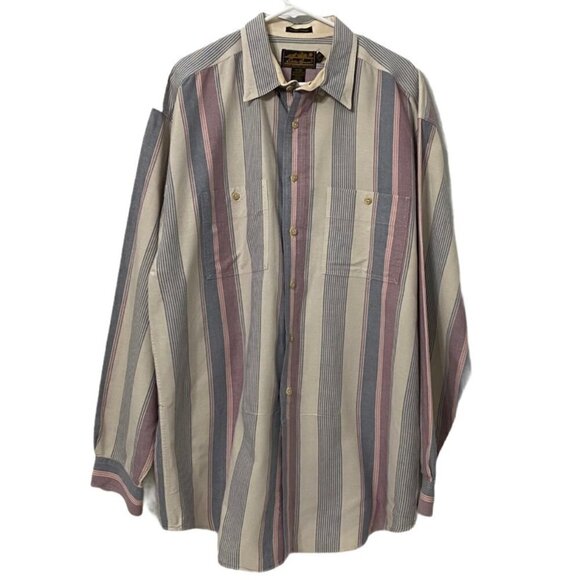 Eddie Bauer Rufton Stripe Button Down Shirt, Large - Picture 3 of 6